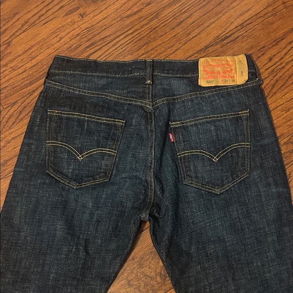 Levi's Men's Deep Indigo Straight Jeans. Button up 501’s. 34/30 - Picture 5 of 6